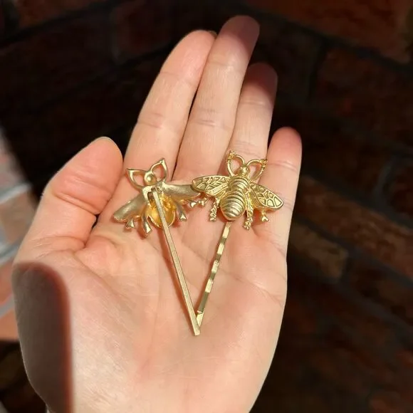 Free People Beehive Matt Gold Hair 2 Barrettes - Picture 8 of 10